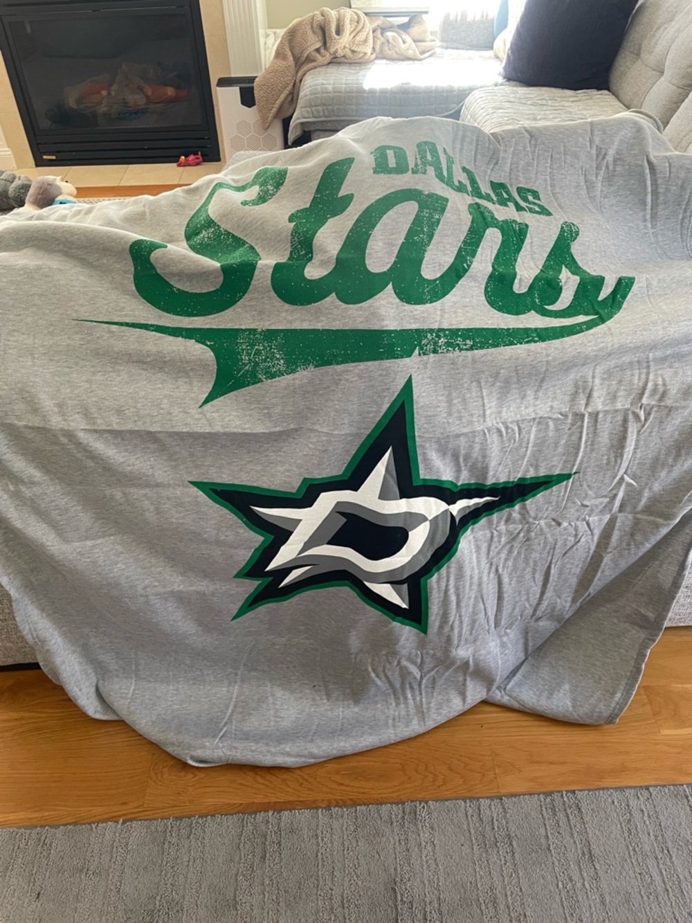 NHL Dallas Stars Gray, Green and Black Sweatshirt XL Throw Blanket